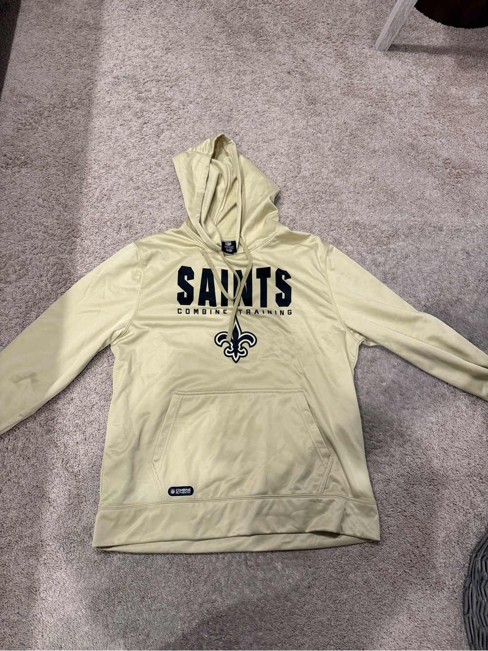 New Orleans Saints Hoodie Mens XL Tan New Era NFL Team Apparel Combine Authentic